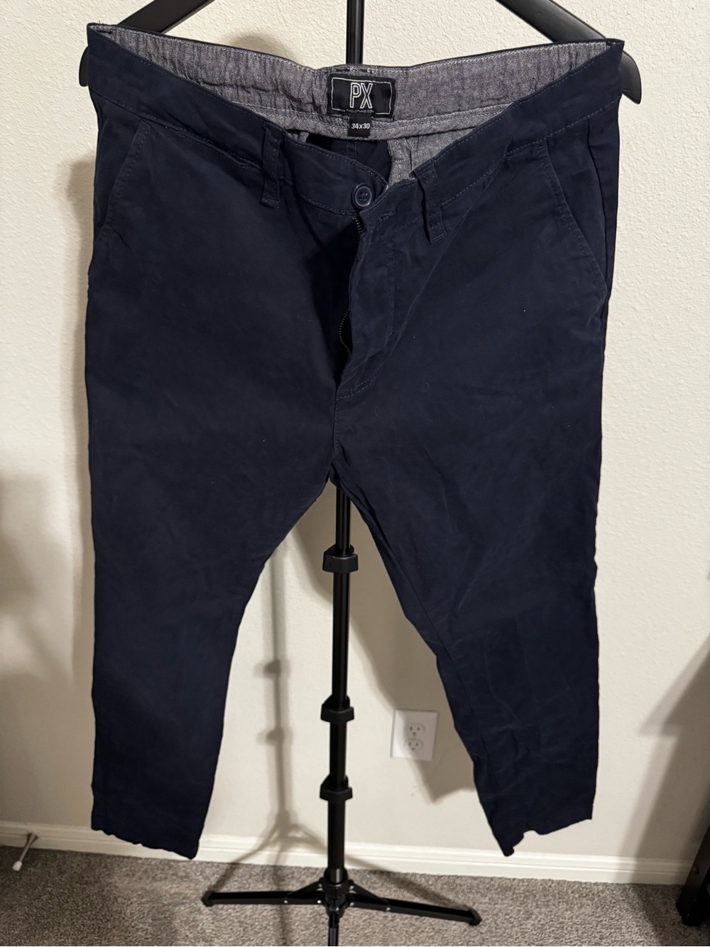 PX Clothing Men’s Navy Flat Front Chino Pants 34x30